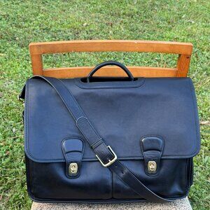 Vintage 90s Coach Prescott 5275  briefcase laptop bag black leather turnlocks